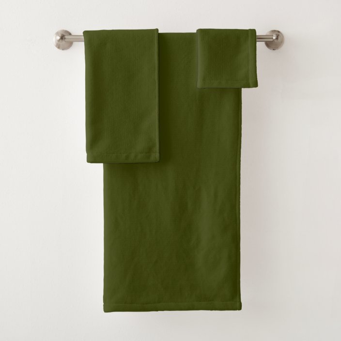 Dark olive green (solid colour) bath towel set Zazzle.co.uk