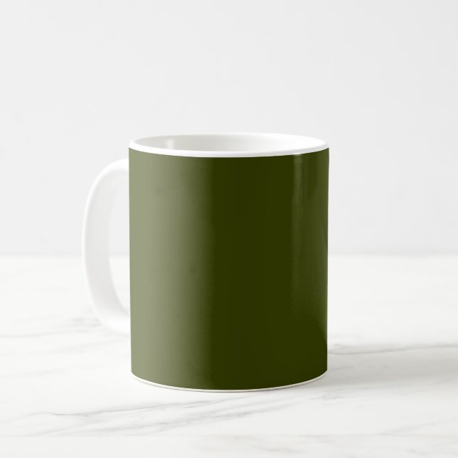 Dark olive green (solid colour) coffee mug (Front Left)