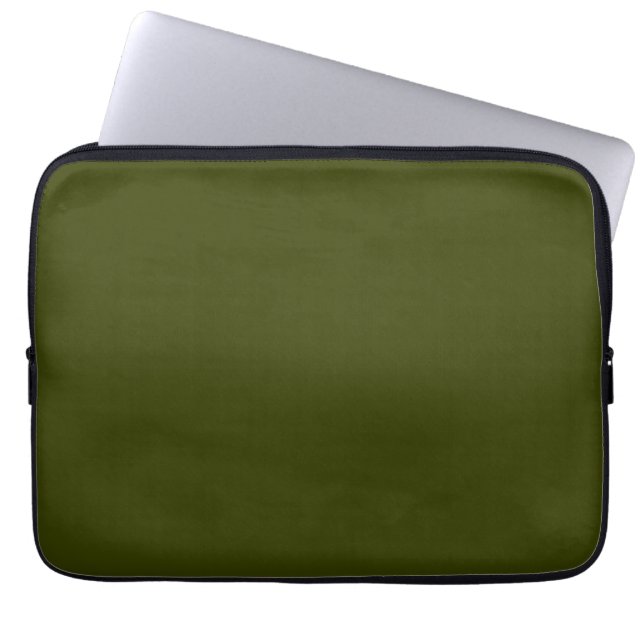 Dark olive green solid colour laptop sleeve (Front)