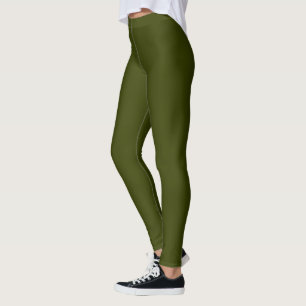 Dark olive green solid colour leggings