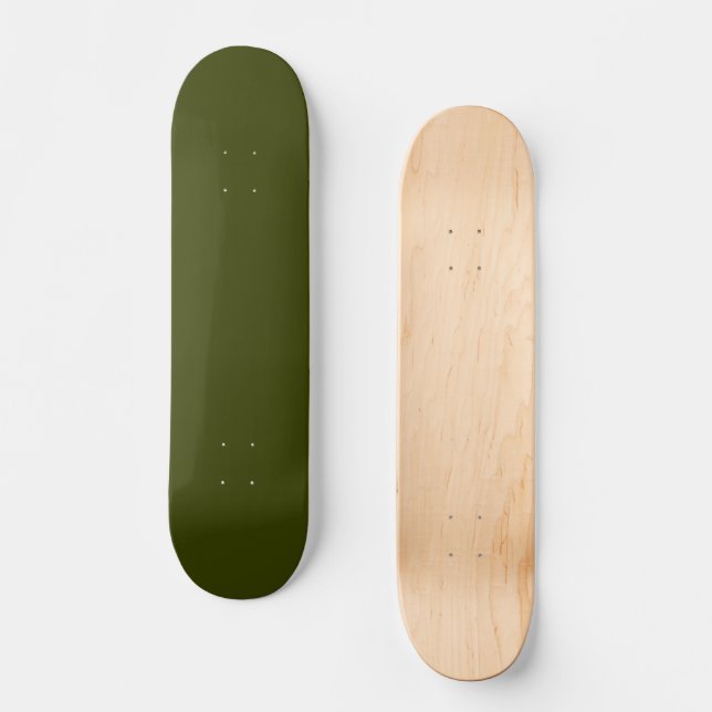 Dark olive green solid colour skateboard (Front)