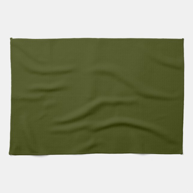 Dark olive green solid colour tea towel (Horizontal)
