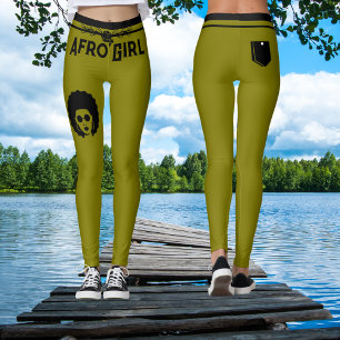 Dark Olive Green Solid Colour Trendy African Woman Leggings