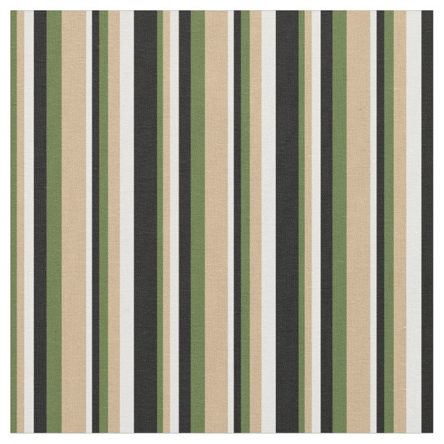 Dark Olive Green, Tan, Mint Cream & Black Coloured Fabric (Close Up)