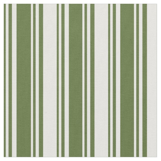Dark Olive Green & White Coloured Stripes Fabric (Close Up)