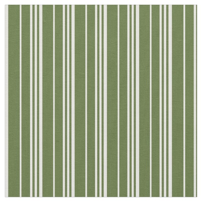 Dark Olive Green & White Lines Fabric (Close Up)