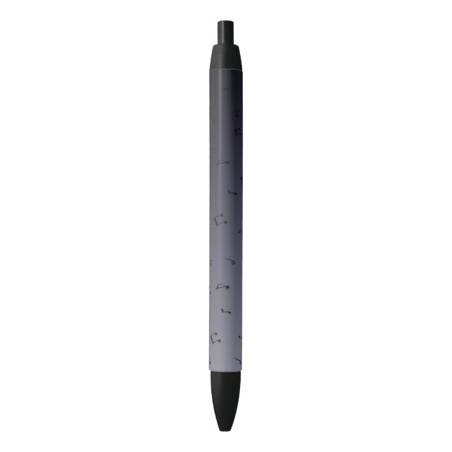Dark Ombre Musical Notes grey  Black Ink Pen (Front Vertical)