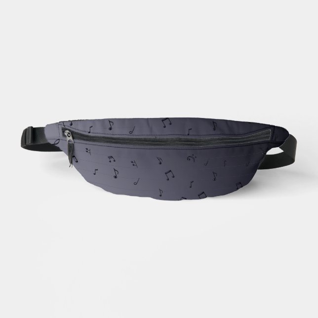 Dark Ombre Musical Notes  Grey  Bum Bags (Front)