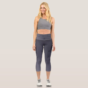 Dark Ombre Musical Notes Grey Capri Leggings