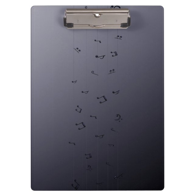 Dark Ombre Musical Notes Grey Clipboard (Front)