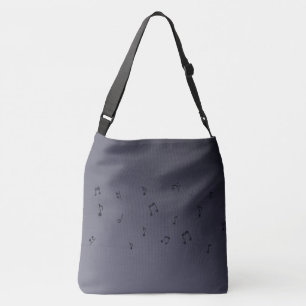 Dark Ombre Musical Notes Grey  Crossbody Bag