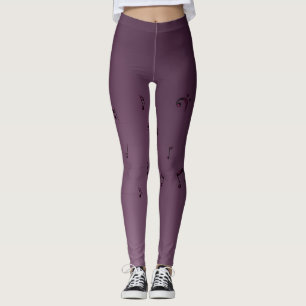Dark Ombre Musical Notes Mauve Leggings