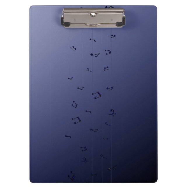 Dark Ombre Musical Notes Navy Clipboard (Front)