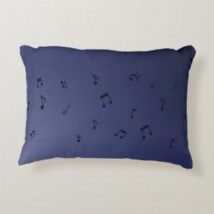 Dark Ombre Musical Notes Navy Decorative Cushion