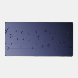 Dark Ombre Musical Notes Navy Desk Mat