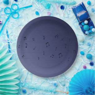 Dark Ombre Musical Notes Paper Plate
