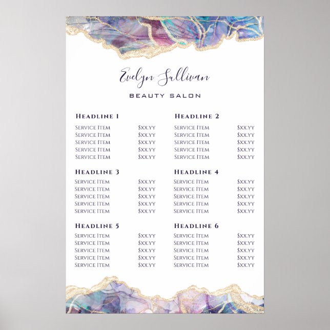 Dark Opal Design Price List Poster (Front)