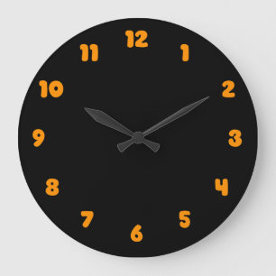 Dark orange and black simple large clock