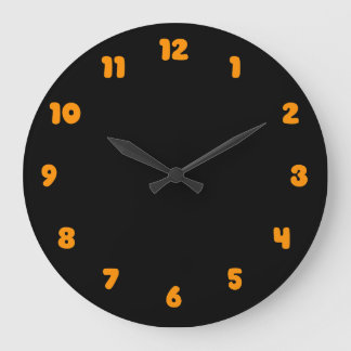 Dark orange and black simple large clock