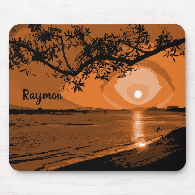 Dark Orange and Black Sunset Mouse Mat (Front)