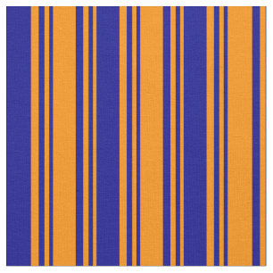 Dark Orange and Dark Blue Coloured Striped Pattern Fabric