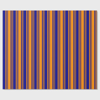 Dark Orange and Dark Blue Coloured Striped Pattern Wrapping Paper