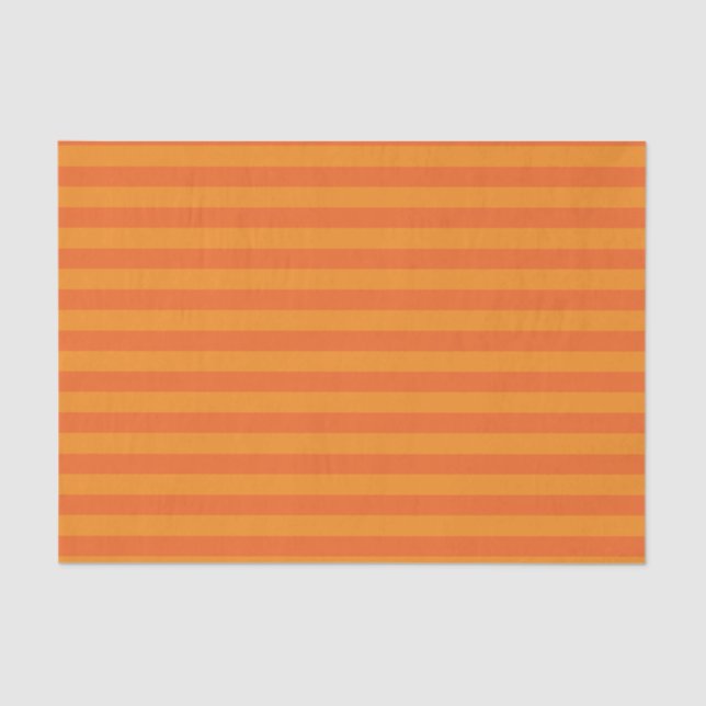 Dark Orange and Pumpkin Orange Stripes Tissue Paper (Front)