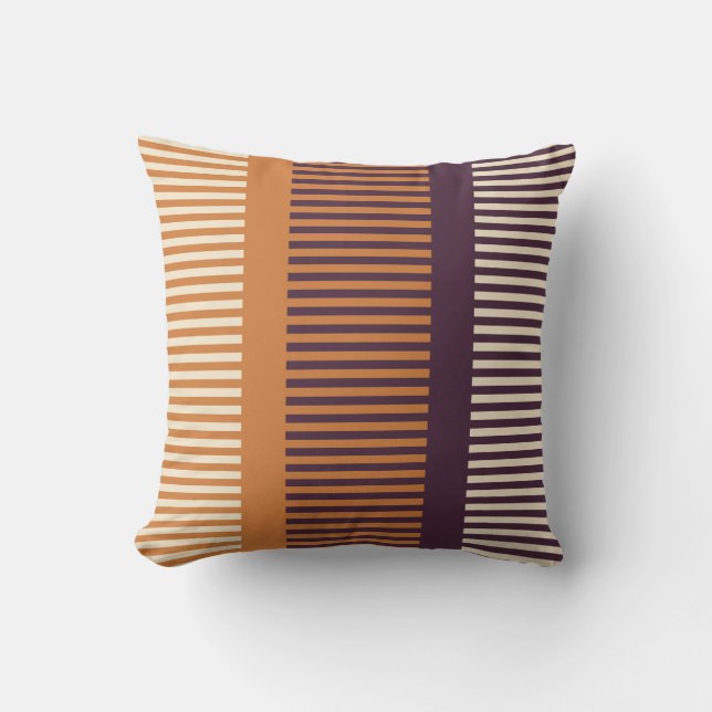 Dark Orange and Purple Stripes  Cushion (Front)