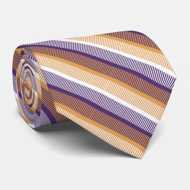 Dark Orange and Purple Stripes Tie (Rolled)