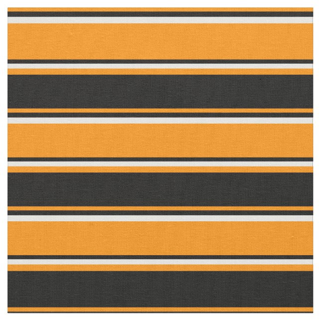 Dark Orange, Black, and White Coloured Stripes Fabric (Close Up)