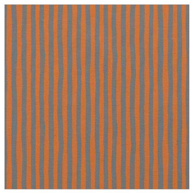 Dark Orange & Dark Gray Wonky Stripes Fabric (Close Up)