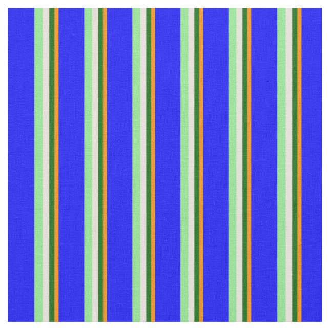 Dark Orange, Dark Green, Beige, Light Green & Blue Fabric (Close Up)