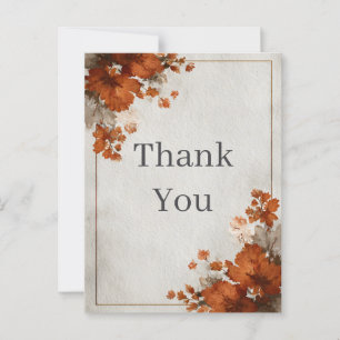 Dark Orange Fall Floral Thank You Card