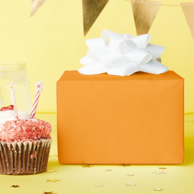Dark Orange Glossy Wrapping Paper (Birthday Party)