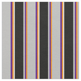 Dark Orange, Indigo, Grey, Black, and White Lines Fabric