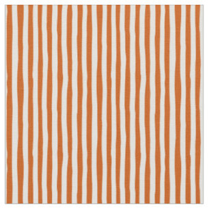 Dark Orange & Ivory Wonky Stripes Fabric