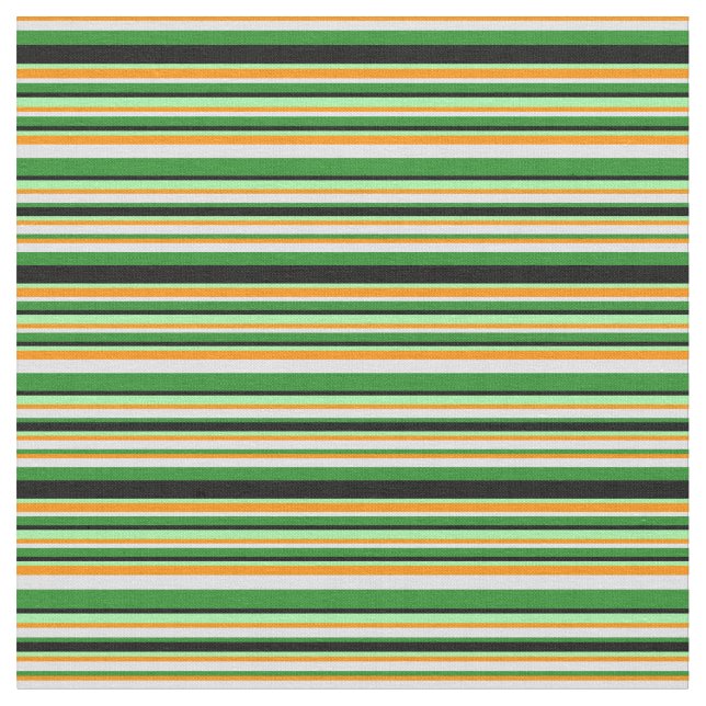 Dark Orange, Lavender, Forest Green, Black & Green Fabric (Close Up)