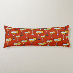 Dark Orange Martini Cocktail Pattern Body Cushion