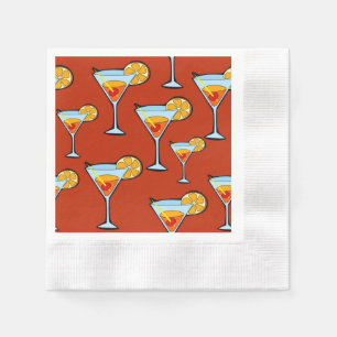 Dark Orange Martini Cocktail Pattern Paper Napkin