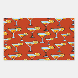 Dark Orange Martini Cocktail Pattern Rectangular Sticker