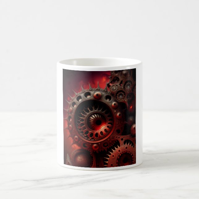 Dark Orange Steampunk Mandelbrot Fractal Coffee Mug (Center)