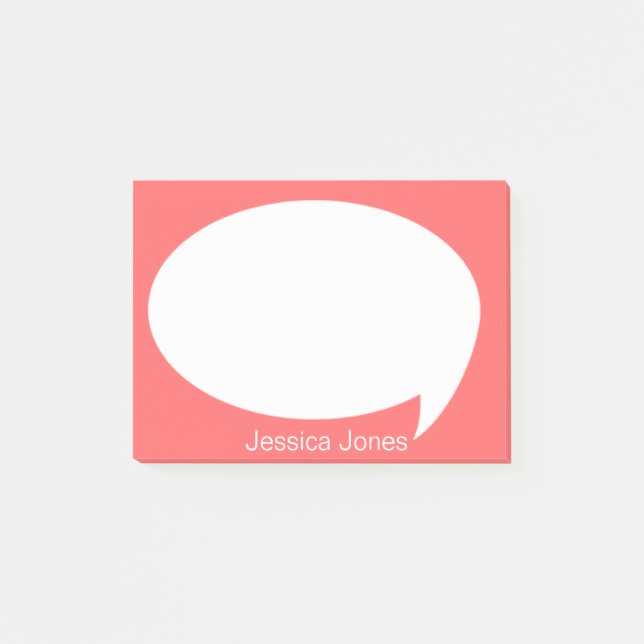 Dark Orange Talk Bubble Rounded Personalised Post-it Notes (Front)