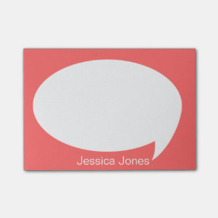 Dark Orange Talk Bubble Rounded Personalised Post-it Notes