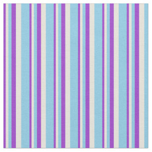 Dark Orchid, Beige & Sky Blue Lines Pattern Fabric