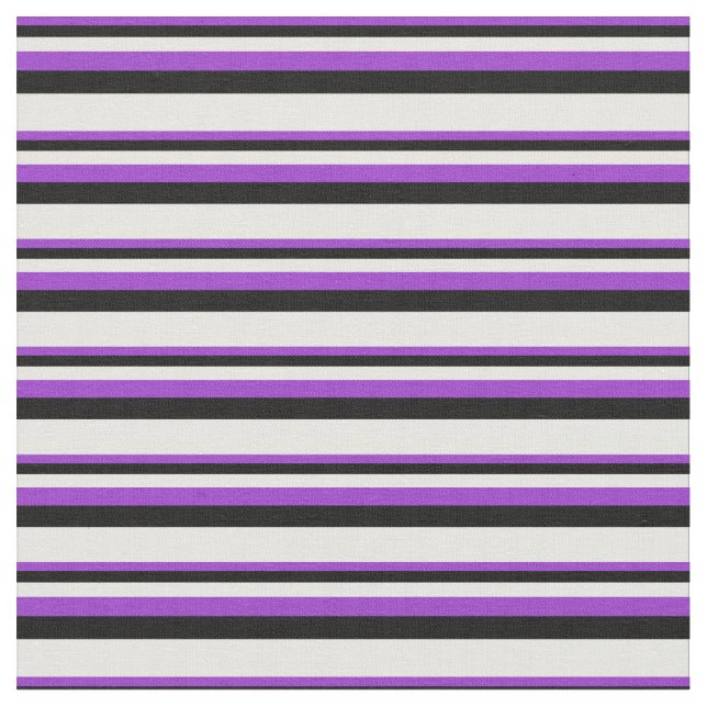 Dark Orchid, Black & White Coloured Lines Fabric (Close Up)