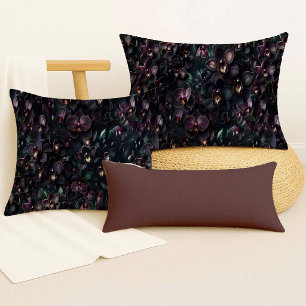Dark Orchid Maximalist Gothic Floral Throw Pillow