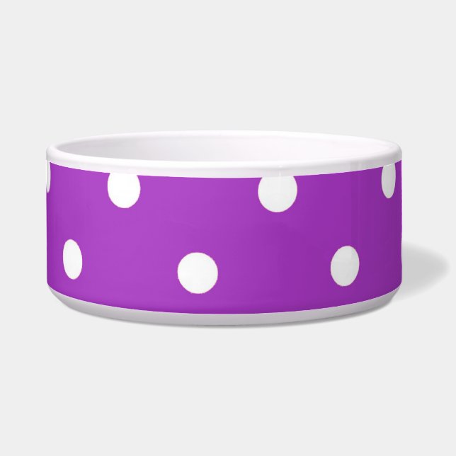 Dark Orchid Polka Dot Pet Bowl (Front)
