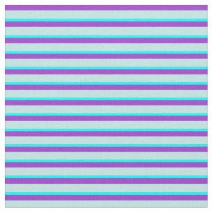 Dark Orchid, Turquoise, and Aqua Striped Pattern Fabric