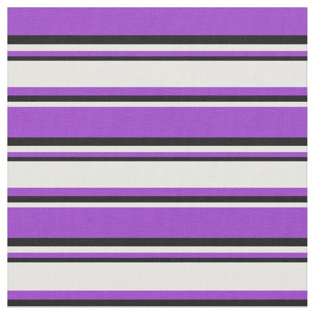 Dark Orchid, White & Black Coloured Lines Fabric (Close Up)