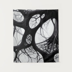 Dark Organic Roots Abstract Tapestry